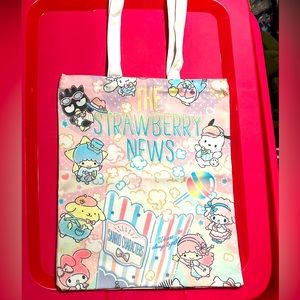 Sanrio Friends Hello Kitty Whole Family Canvas Tote Bag Strawberry News Kawaii
